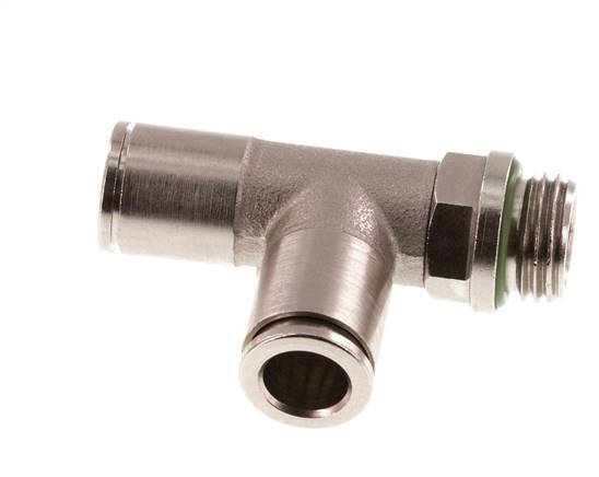 8mm x G1/4'' rechte hoek T-stuk Messing Insteekfitting Buitendraad Draaibaar FKM
