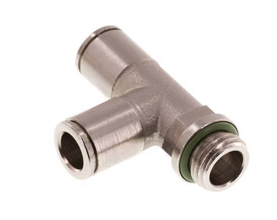 8mm x G1/4'' rechte hoek T-stuk Messing Insteekfitting Buitendraad Draaibaar FKM