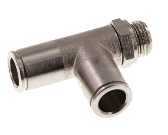 10mm x G1/4'' rechte hoek T-stuk Messing Insteekfitting Buitendraad Draaibaar FKM
