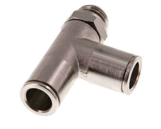 10mm x G1/4'' rechte hoek T-stuk Messing Insteekfitting Buitendraad Draaibaar FKM