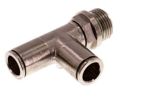 10mm x G3/8'' rechte hoek T-stuk Messing Insteekfitting Buitendraad Draaibaar FKM