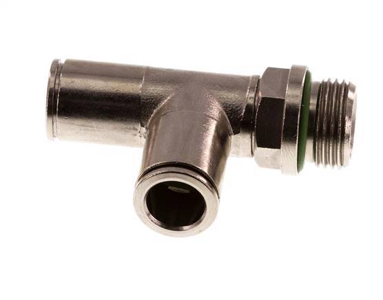 10mm x G3/8'' rechte hoek T-stuk Messing Insteekfitting Buitendraad Draaibaar FKM