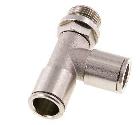 12mm x G3/8'' rechte hoek T-stuk Messing Insteekfitting Buitendraad Draaibaar FKM