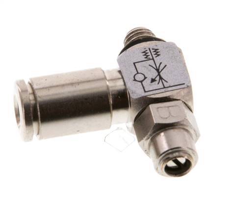 L-stuk Regelventiel 4 mm - M5 Regeling-Uit Messing Sleufschroef Banjo