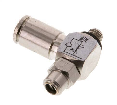 L-stuk Regelventiel 4 mm - M5 Regeling-Uit Messing Sleufschroef Banjo