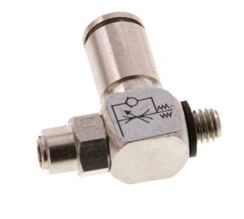 L-stuk Regelventiel 4 mm - M5 Regeling-Uit Messing Sleufschroef Banjo