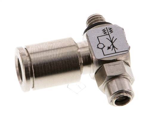 L-stuk Regelventiel 6 mm - M5 Regeling-Uit Messing Sleufschroef Banjo