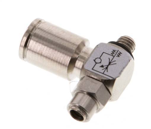 L-stuk Regelventiel 6 mm - M5 Regeling-Uit Messing Sleufschroef Banjo
