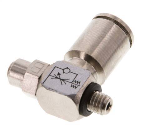 L-stuk Regelventiel 6 mm - M5 Regeling-Uit Messing Sleufschroef Banjo