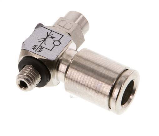 L-stuk Regelventiel 6 mm - M5 Regeling-Uit Messing Sleufschroef Banjo
