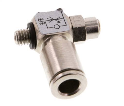 L-stuk Regelventiel 6 mm - M5 Regeling-Uit Messing Sleufschroef Banjo