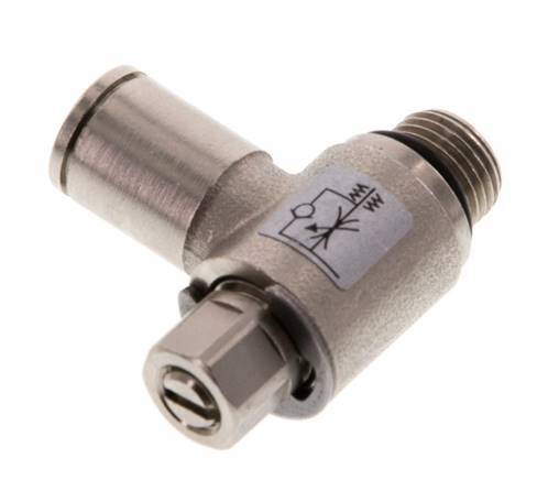L-stuk Regelventiel 6 mm - G1/8'' Regeling-Uit Messing Sleufschroef