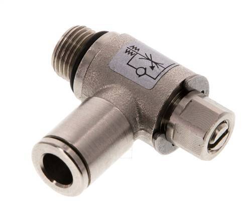 L-stuk Regelventiel 6 mm - G1/8'' Regeling-Uit Messing Sleufschroef
