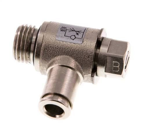 L-stuk Regelventiel 6 mm - G1/4'' Regeling-Uit Messing Sleufschroef