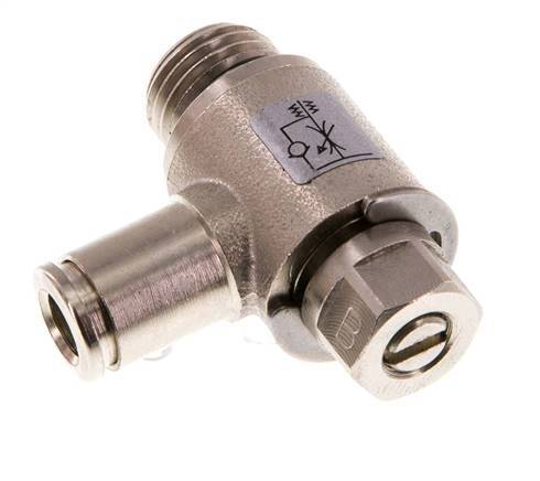 L-stuk Regelventiel 6 mm - G1/4'' Regeling-Uit Messing Sleufschroef