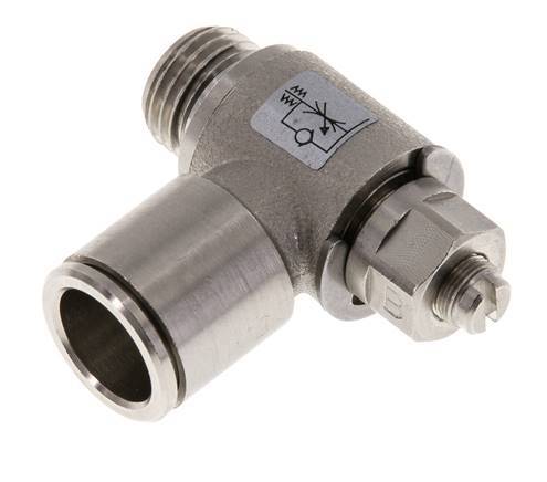 L-stuk Regelventiel 12 mm - G1/4'' Regeling-Uit Messing Sleufschroef