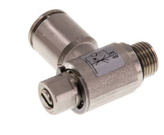 L-stuk Regelventiel 8 mm - G1/8'' Regeling-in Messing Sleufschroef