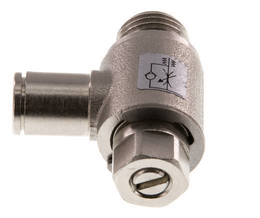 L-stuk Regelventiel 6 mm - G1/4'' Regeling-in Messing Sleufschroef
