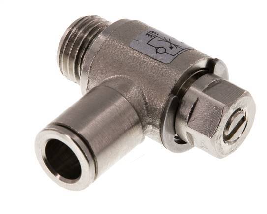 L-stuk Regelventiel 8 mm - G1/4'' Regeling-in Messing Sleufschroef