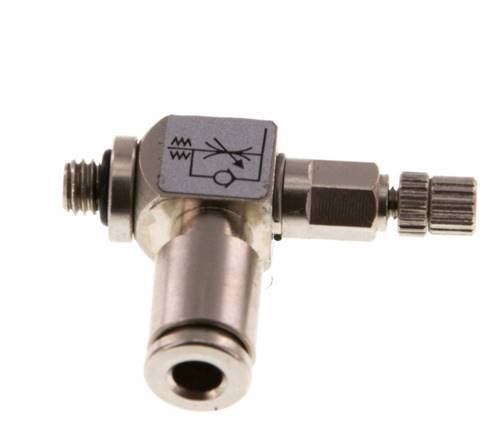 L-stuk Regelventiel 4 mm - M5 Regeling-Uit Messing Kartelschroef