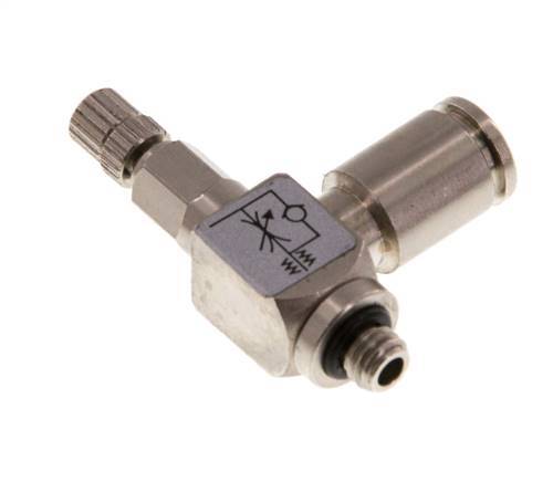 L-stuk Regelventiel 4 mm - M5 Regeling-Uit Messing Kartelschroef