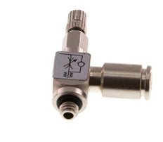 L-stuk Regelventiel 4 mm - M5 Regeling-Uit Messing Kartelschroef