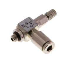 L-stuk Regelventiel 4 mm - M5 Regeling-Uit Messing Kartelschroef