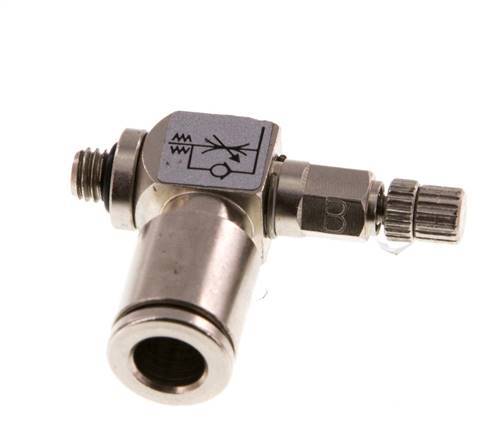 L-stuk Regelventiel 6 mm - M5 Regeling-Uit Messing Kartelschroef