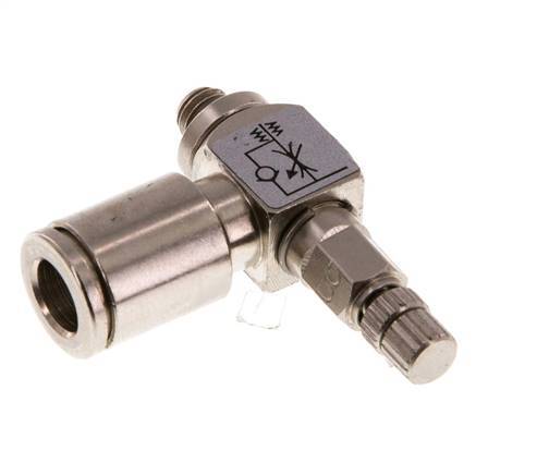 L-stuk Regelventiel 6 mm - M5 Regeling-Uit Messing Kartelschroef