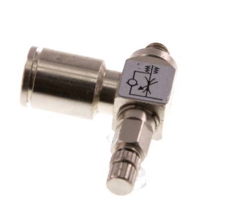 L-stuk Regelventiel 6 mm - M5 Regeling-Uit Messing Kartelschroef
