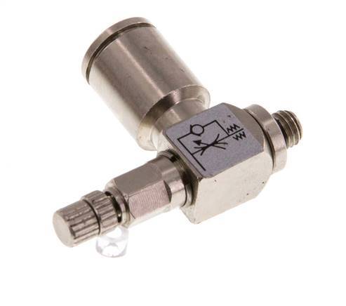 L-stuk Regelventiel 6 mm - M5 Regeling-Uit Messing Kartelschroef