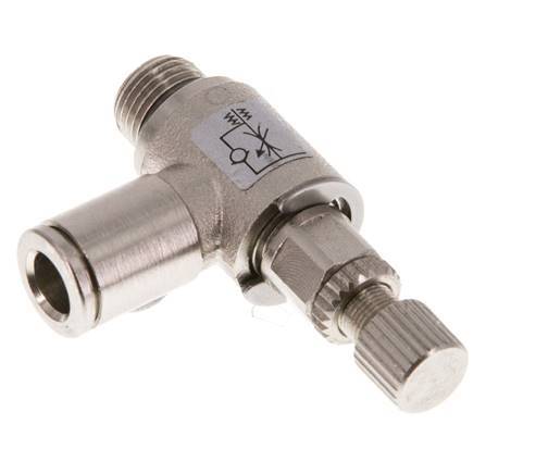 Flow Control Valve Meter-Out Elbow 6 mm - G1/8'' Brass Knurled Screw