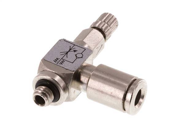 L-stuk Regelventiel 4 mm - M5 Regeling-in Messing Kartelschroef