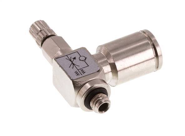 L-stuk Regelventiel 6 mm - M5 Regeling-in Messing Kartelschroef