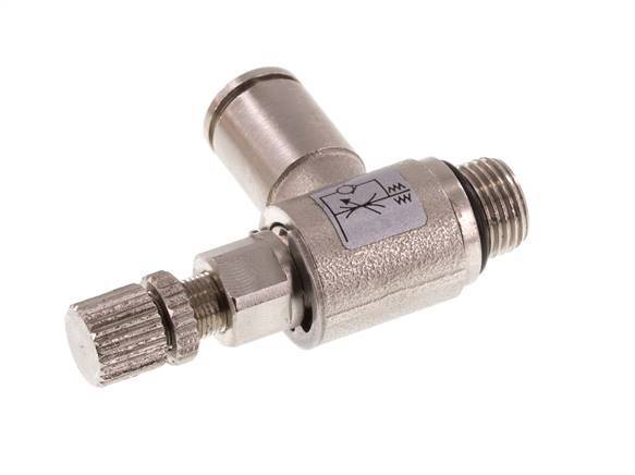 L-stuk Regelventiel 6 mm - G1/8'' Regeling-in Messing Kartelschroef