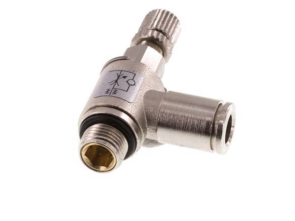 L-stuk Regelventiel 6 mm - G1/8'' Regeling-in Messing Kartelschroef