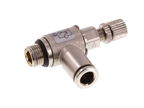 L-stuk Regelventiel 6 mm - G1/8'' Regeling-in Messing Kartelschroef