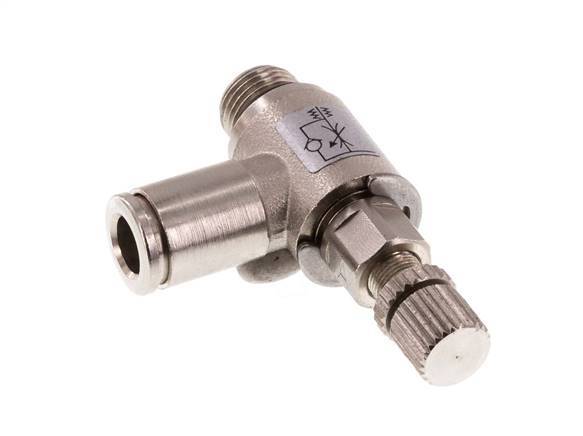 L-stuk Regelventiel 6 mm - G1/8'' Regeling-in Messing Kartelschroef
