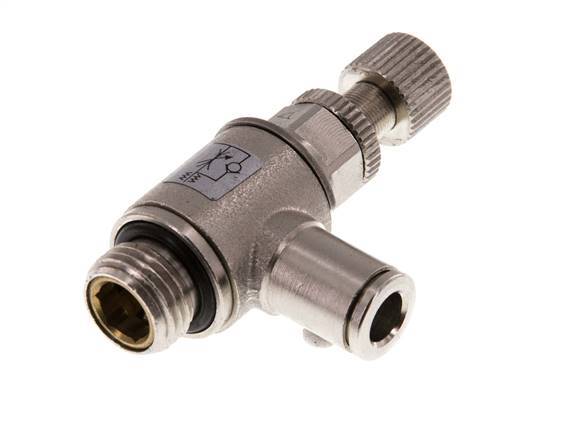 L-stuk Regelventiel 6 mm - G1/4'' Regeling-in Messing Kartelschroef