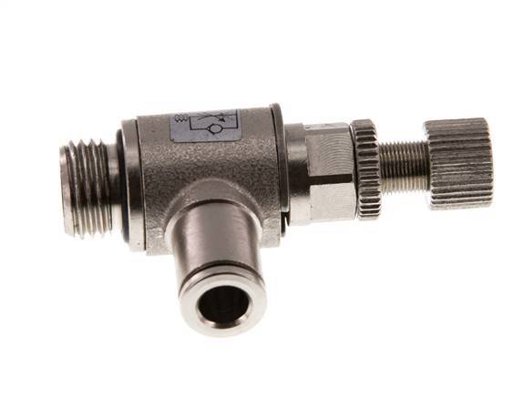 L-stuk Regelventiel 6 mm - G1/4'' Regeling-in Messing Kartelschroef