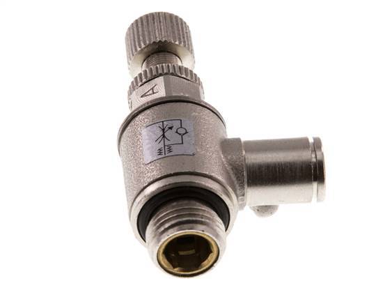 L-stuk Regelventiel 6 mm - G1/4'' Regeling-in Messing Kartelschroef