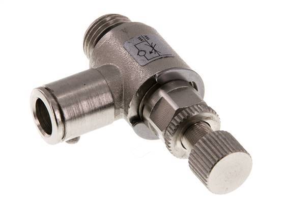 L-stuk Regelventiel 8 mm - G1/4'' Regeling-in Messing Kartelschroef