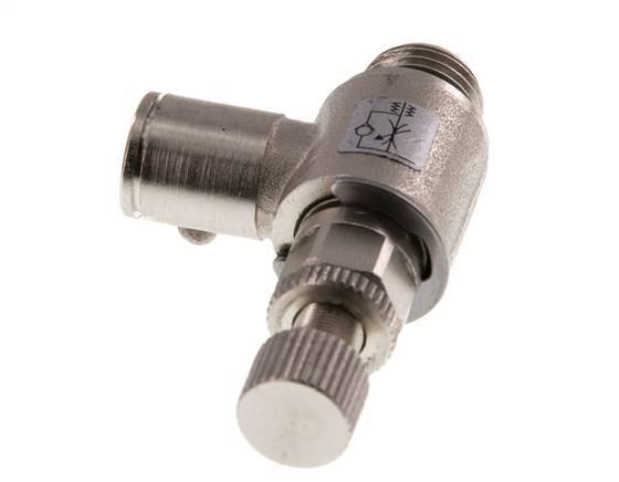 L-stuk Regelventiel 8 mm - G1/4'' Regeling-in Messing Kartelschroef