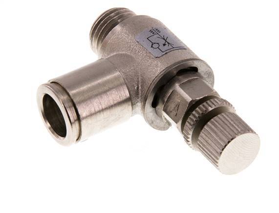 L-stuk Regelventiel 10 mm - G1/4'' Regeling-in Messing Kartelschroef