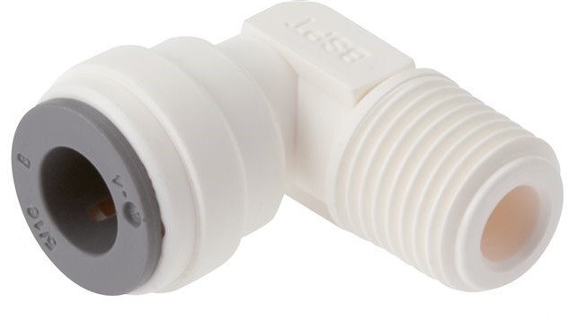 8mm x 3/8'' NPT 90deg Elbow Push-in Fitting with Male Threads POM EPDM [5 Pieces]