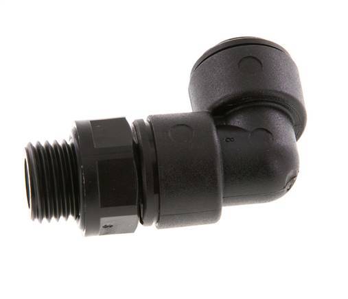 8mm x G1/4'' 90 graden L-verbinding POM Insteekfitting Buitendraad Draaibaar NBR [2 Stuks]