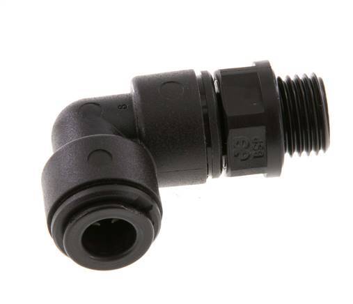 8mm x G1/4'' 90 graden L-verbinding POM Insteekfitting Buitendraad Draaibaar NBR [2 Stuks]