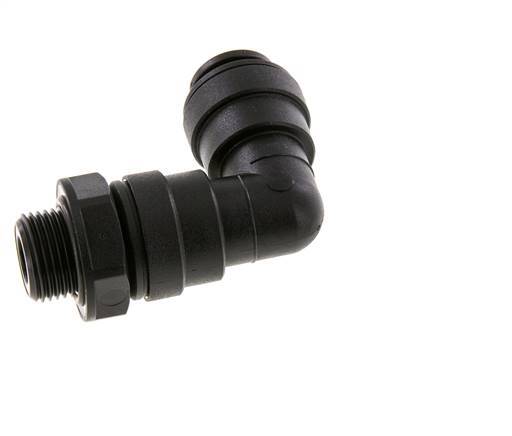 12mm x G3/8'' 90 graden L-verbinding POM Insteekfitting Buitendraad Draaibaar NBR