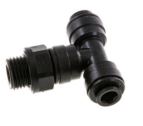 6mm x G1/4'' inline T-stuk POM Insteekfitting Buitendraad FDA Draaibaar NBR
