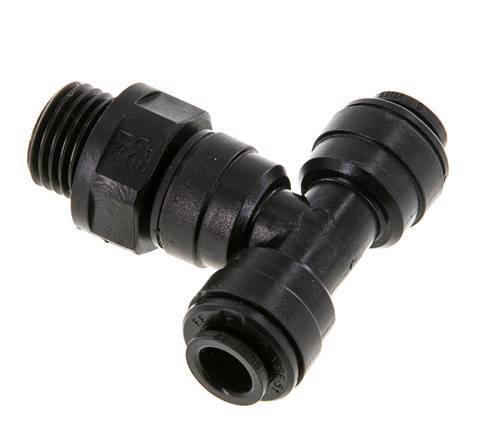 6mm x G1/4'' inline T-stuk POM Insteekfitting Buitendraad FDA Draaibaar NBR